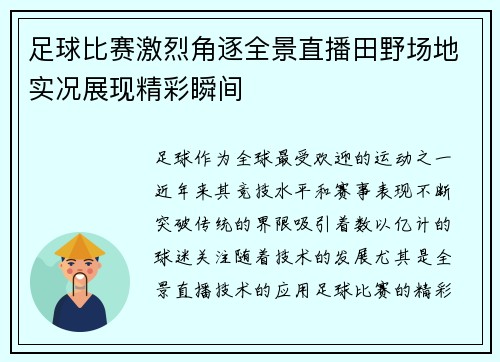 足球比赛激烈角逐全景直播田野场地实况展现精彩瞬间